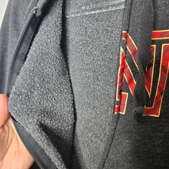 PINK VS Gray/Red Plaid Graphic Full Zip Hooded Jacket Womens SZ XS Fleece Lined - Picture 4 of 5